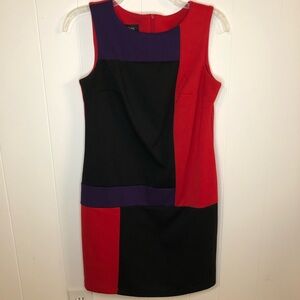 AGB Bold Colorblock Mini Dress - Red, Black, Purple 6P
